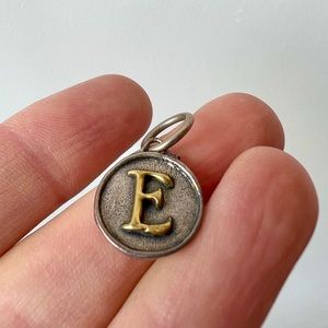 Waxing Poetic Chancery Insignia Initial Charm letter E sterling silver pendant